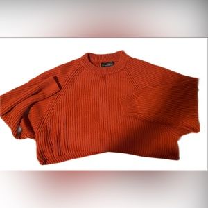 Red-Orange Cropped Knit Sweater- Brand New!